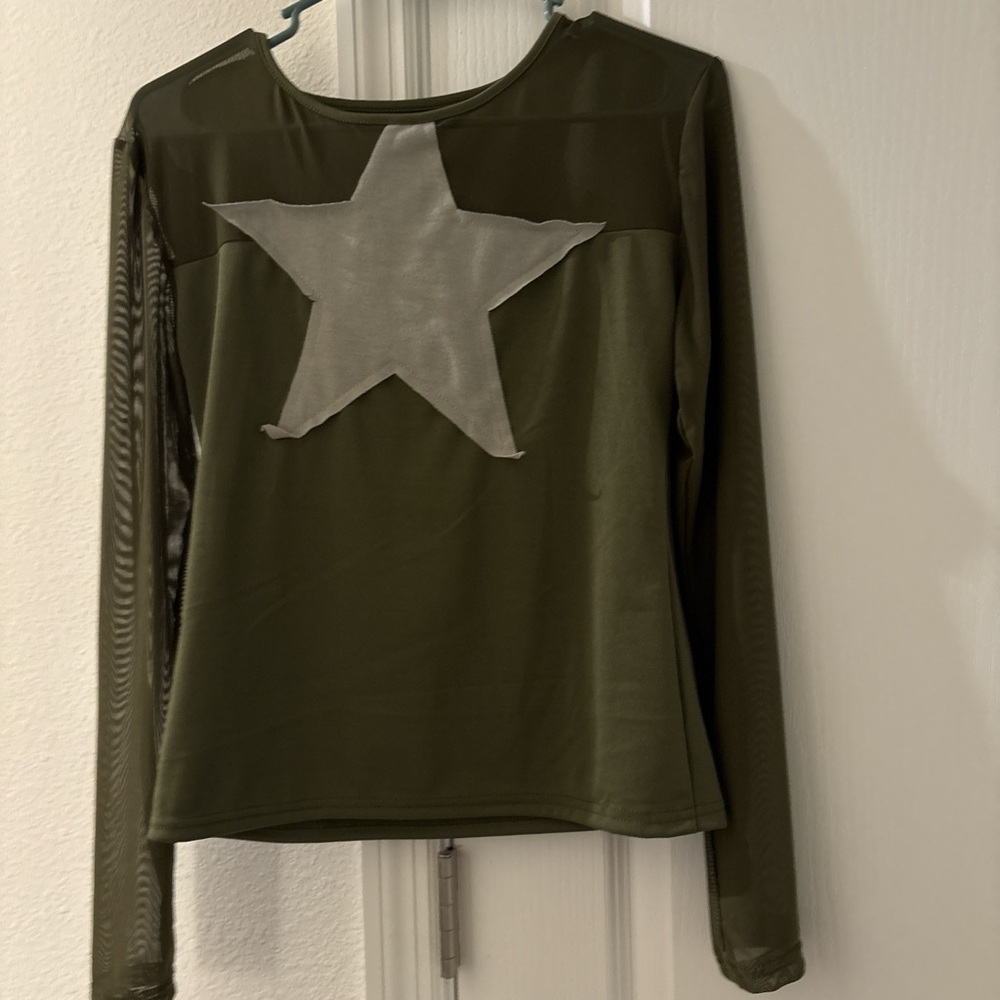 Green and white sheer shirt